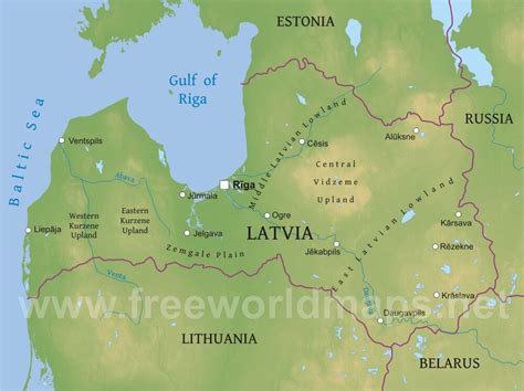 latvia physical map.